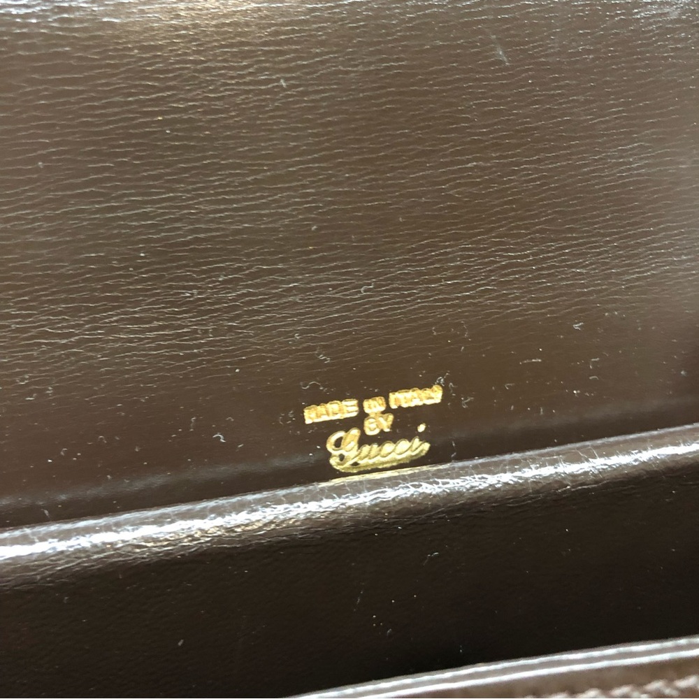 Gucci brown leather box handbag with Opal stone - Picture 9 of 10
